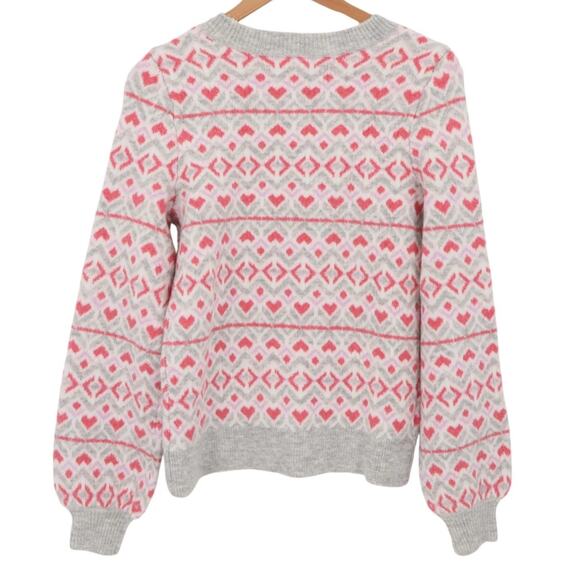 NWT LOFT Heart Love Sweater Women's Nordic Fair Isle Chunky Winter Cozy Size XS - Picture 2 of 9
